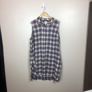 Susina Pink Burgundy Navy Plaid Sleeveless Tunic